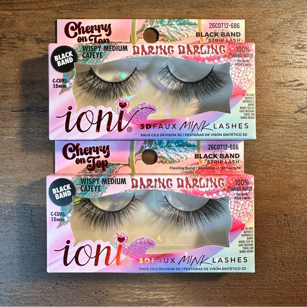 Ioni Cherry On The Top 3D Faux Mink Lashes ~Wispy Medium Cateye~2 Sets